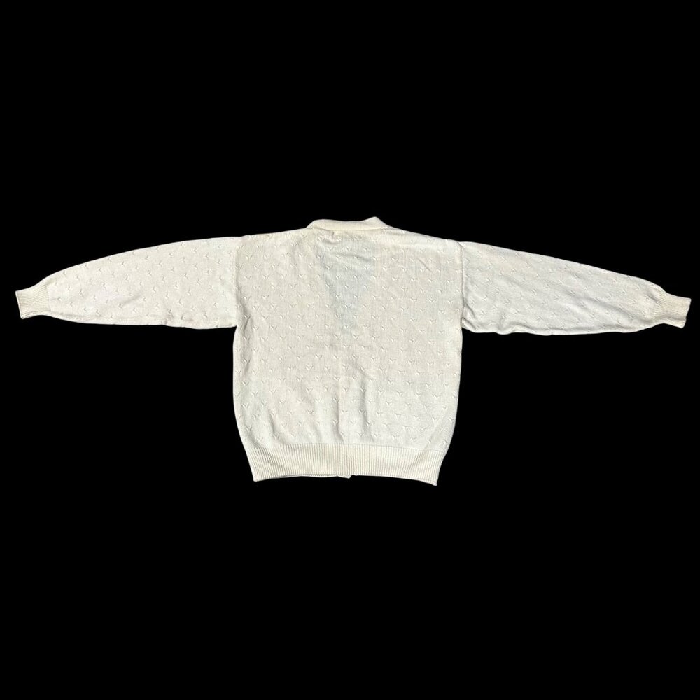 Vintage Cardigan Sweater Karen Scott USA Cotton Pale Yellow Womens Small 1980s - Picture 3 of 9